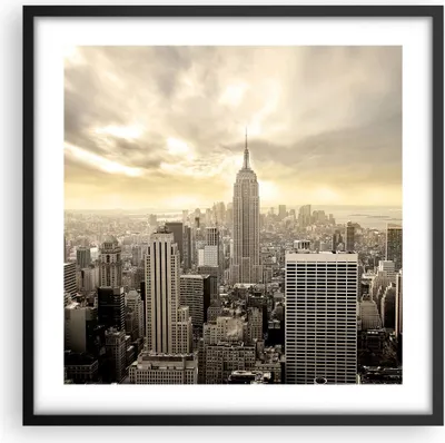 Produktbild von Gerahmtes Poster - Schwarzer Rahmen - Stadt Wolkenkratzer Manhattan New York - 50x50 cm - Wand Bild - Wanddeko - Wandbilder - Wandposter - Bilderrahmen - Bilder - Kunstdruck - P2BAC50x50-2630