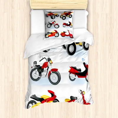 Produktbild von ABAKUHAUS Motorrad Mantele, Motorrad-Hippie, Milbensicher Allergiker geeignet mit Kissenbezügen, 135 cm x 200 cm - 80 x 80 cm, Schwarz Gelb