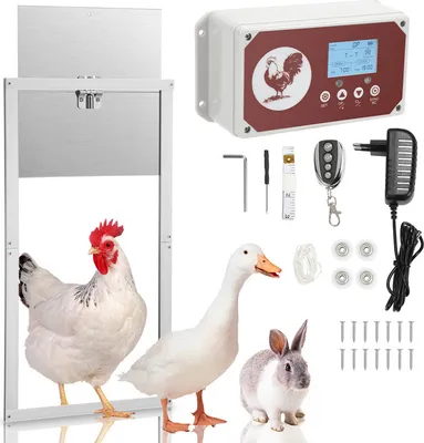 Obrázek produktu pro TolleTour Automatická klapka na kuře, IP44voděodolná, z hliníku, s LCD displejem, dálkovým ovládáním a časovačem, na baterie a adaptér, 30x30cm