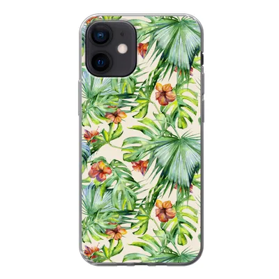 Produktbild von MuchoWow® Handyhülle Schutzhülle Hülle für iPhone 12 Blume - Blatt - Muster Silikon Softcase Handy Hülle - Schutzhülle