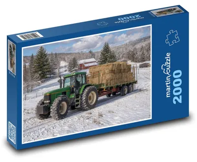 Obrázok produktu pre Puzzle 2000 Zimný traktor so senom - martinpuzzle