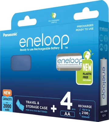Produktbild von Eneloop BK-3MCDEC4BE 1x4 Panasonic Eneloop Mignon AA 2000mAh + Akkubox BK-3MCDEC4BE