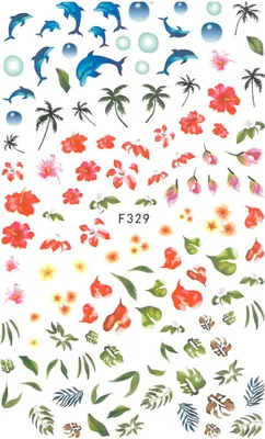 Produktbild von Nagelsticker dünn selbstklebend Pflanzen Tiere F329