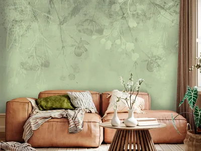 Produktbild von Vlies Fototapete Natur 400x280 cm Tapeten Wandtapete XXL Blätter Botanik Blumen grün wie gemalt b-C-10175-a-c