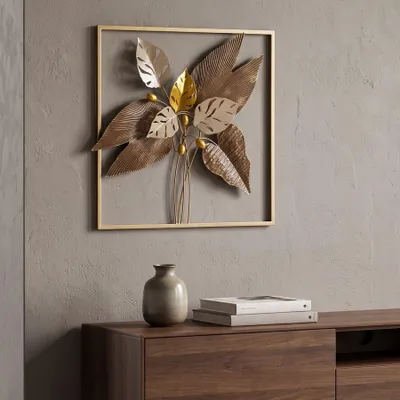Immagine prodotto di Pannello decorativo in legno, dimensioni 50,2 x 5,1 x 50,2 cm, colore marrone dorato, marca Mauro Ferretti, modello Browy