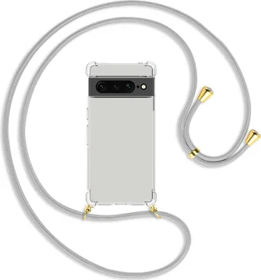 Produktbild von Handykette Backcover-Schutzhülle mit Band (Metall goldfarben) für Google Pixel 7 Pro - silbergrau