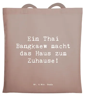 Produktbild von Mr. & Mrs. Panda Tote Bag Spruch Thai Bangkaew Zuhause - Braun Pastell - Geschenk, Beutel, Hunderassen Beschreibung, Tasche, Treue, loyal, Hunde, dokumententasche, canvas