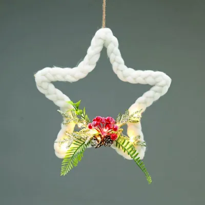 Obrázek produktu pro ACA Osvětlená vánoční hvězda k zavěšení, 10 LED diod, teplá bílá, napájení na baterie (2xAA), délka 30 cm, stupeň krytí IP20, kabel 0,3 m, X05101128