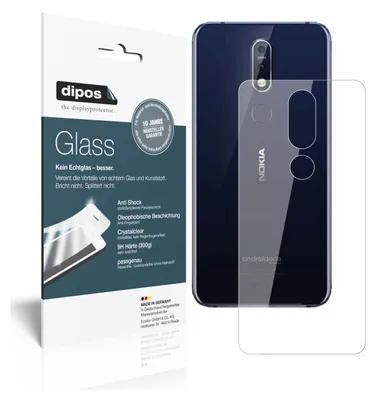 Produktbild von 2x Schutzfolie für Nokia 7.1 Plus Rückseite - Anti-Shock 9H Folie dipos Glass