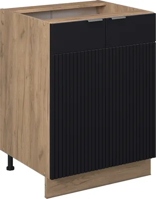 Produktbild von Küchenunterschrank Vicco Fame-Line Schwarz gestreift 60 cm ohne Arbeitsplatte, Model 50756