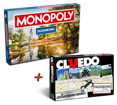 Produktbild von Winning Moves Monopoly + Cluedo Paderborn Spiele Bundle Edition ab 8 Jahren