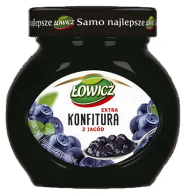 Obrázek produktu pro Nízkoslazená borůvková marmeláda Łowicz 240 g