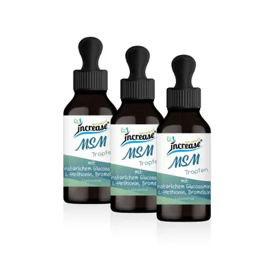 Produktbild von Nimm 3, zahl 2 Aktion Liposomale MSM Tropfen hochdosiert - 3000mg MSM pro Tag mit natürlichem Glucosamin, L-Methionin und Bromelain