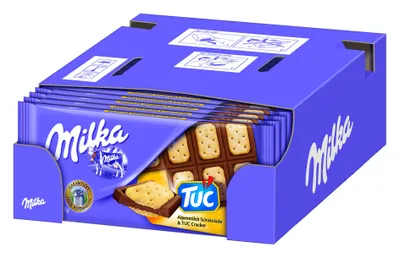 Produktbild von Milka Tuc Cracker Schokolade aus feiner Alpenmilch 87g 10er Pack