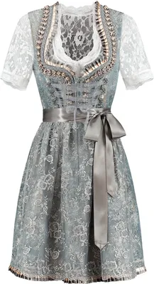 Produktbild von Dirndl antikblau mit silbergrauer Spitzenschürze, Groesse:50