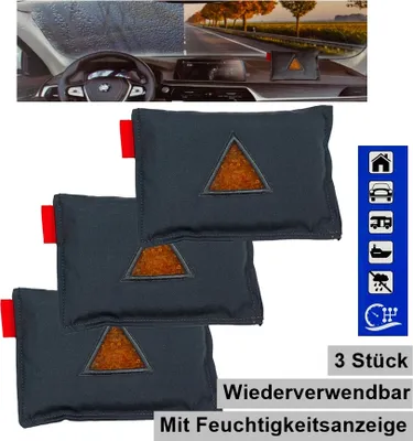 Produktbild von 3x Auto Luftentfeuchter Kissen Entfeuchter Luft Raumentfeuchter wiederverwendbar Granulat Beutel
