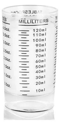 Gläserner Messbecher 120 ml, hitzebeständig, mit Skala, schwarz