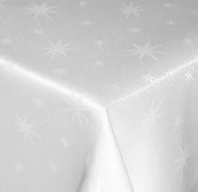 Produktbild von Tischdecke Weihnachten 160 cm rund weiss Polyester Sterne Tischdecken Advent Weihnachtstischdecken