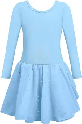 Obrázok produktu pre Baletné tričko s tutu sukňou – baletný kostým pre baletku s dlhými rukávmi, modrý, 150 cm