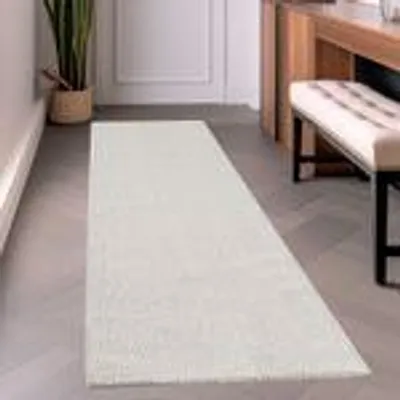 Produktbild von Modern Wohnzimmereppich Robust Meliert Einfarbiger Schlingenteppich Cut-Loop Design, Größe: 80 x 250 cm, Farbe: Creme