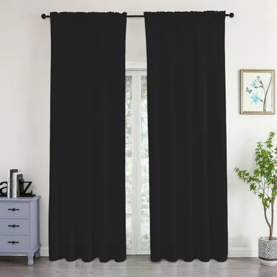 Produktbild von Samtvorhang 140 x 245 cm mit Kräuselband wasserabweisend Schwarz - 140 x 245 cm