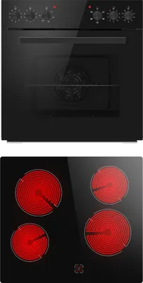 Produktbild von PKM EHS4B Einbauherd Set Backofen schwarz Umluft Glaskeramikkochfeld rahmenlos, Backofen  Nutzvolumen 65 l