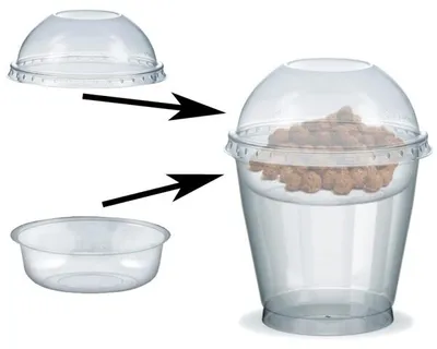 Produktbild von 100x Feinkostbecher für Salat Müsli Joghurt mit Einsatz + Deckel 250 ml