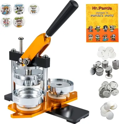 Obrázok produktu pre Strojček na gombíky 75 mm (3 palce) - darček pre domácich majstrov - detský strojček na gombíky - kompletná sada s 500 gombíkovými dielikmi, rezačkou kruhov a čarovnou knihou