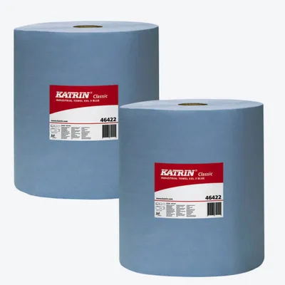 Produktbild von 2 KATRIN Putztuchrollen XXL 3 500 Blue 3-lagig blau, 500 Blätter
