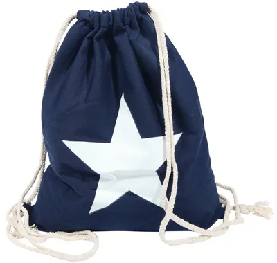 Produktbild von Jute Tasche blau weißer Stern Sportbeutel Beutel Rucksack 40 x 30cm