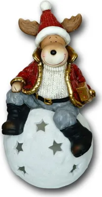 Produktbild von Elch auf Windlicht Kugel Hirsch Reh Rentier Weihnachts Deko Tier Figur Artikel
