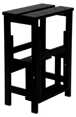 Produktbild von Tritthocker aus gebeizter und lackierter Buche, Höhe 60 cm, drehbare Stufe mit Sicherheit, Schwarz