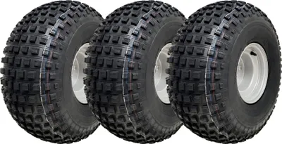Zdjęcie produktu dla 22x11.00-8 Opony Knobby ATV z 4 kolcami Przyczepa Quad Koła 100 mm PCD (zestaw 3)