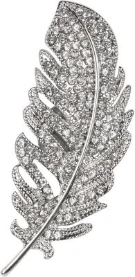 Produktbild von styleBREAKER Damen Magnet Schmuck Brosche Feder mit Strass, für Schals, Tücher oder Ponchos 05050068