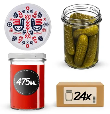 Produktbild von KADAX Einmachgläser 475ml mit Ø 82 mm Schraubdeckel, Marmeladengläser, Schraubgläser zum Einkochen, Einmachen und Aufbewahren von Marmelade & Honig (Kurpie, 24 Stück)