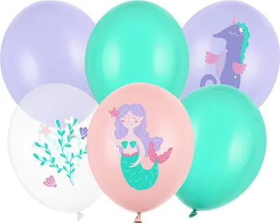 Obrázek produktu pro Latexové balónky Mořský svět mořská panna 30 cm, 6 kusů