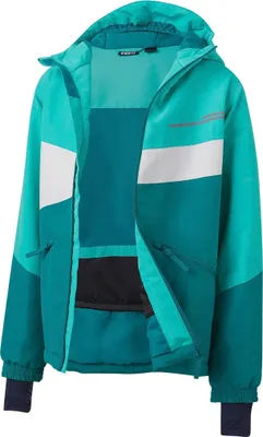 Produktbild von Crivit Kinder Skijacke Snowboard Winter Jacke Warm Kapuze Türkis/Grün 134-140