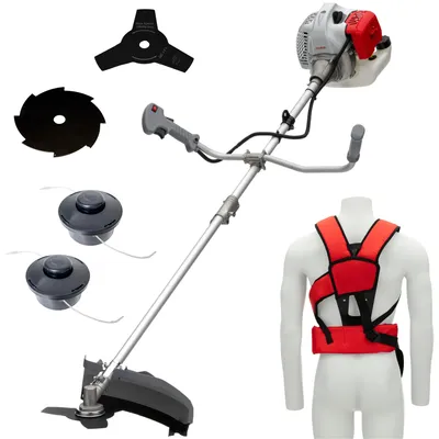Produktbild von IKRA Benzin Freischneider IBF 4342 | 1250 Watt | 1,3l Tank | 2 x Fadenspule 42 cm Schnittbreite | 3- & 8-Zahn-Messer Ø 25,5 cm | Profi-Schultergurt