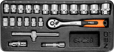 Obrázek produktu pro NEO TOOLS Nástrčné klíče 3/8", sada 22 kusů, vložka