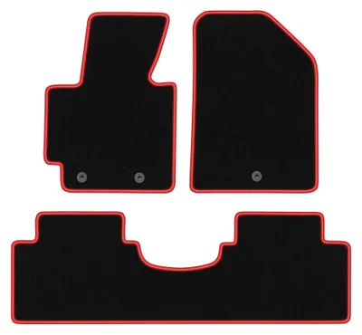 Image de Tapis de sol en moquette pour Kia Soul II 2013- (monospace) – jeu 4 pièces, noir/rouge, sur mesure – Wielganizator CARLUX