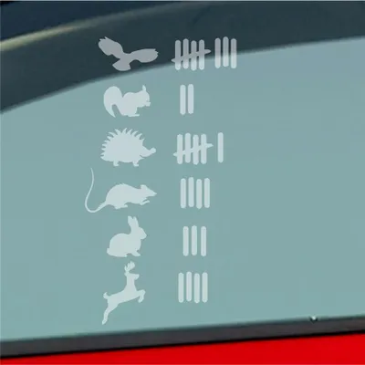Produktbild von Auto Aufkleber Strichliste Liste Tuning Tiere Animal 15x8 cm Milchglas Sticker Heckscheibenaufkleber