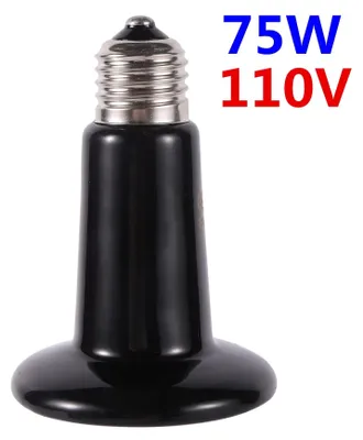Obrázek produktu pro Topná lampa pro plazy – keramický infračervený ohřívač – pro terária a chov – napájení ze sítě – 110 V, 75 W