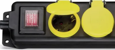 Immagine prodotto di goobay striscia di prese a 5 vie a prova di schizzo nero/giallo 3 m (BulK)