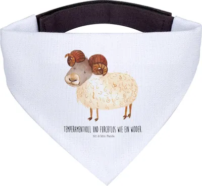 Produktbild von Mr. & Mrs. Panda Hunde Halstuch Sternzeichen Widder - Weiß - Geschenk, Tuch, Hundeschal, Hundehalstuch, Für, Bock, Geburtstag April, März, Schafbock