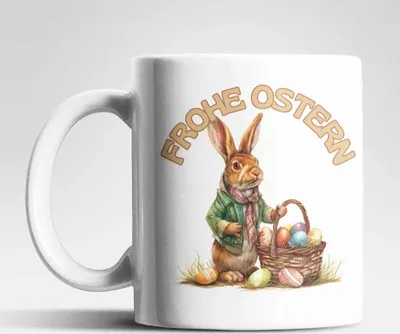 Produktbild von Ostern Hase Ostereier Kaffeetasse Teetasse Tasse Geschenkidee 325 ml – Hase-03