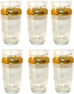 Produktbild von JACOBS Gläser-Set 6 Latte Macchiato Gläser/Kaffeeglas 400 ml, Gastro-Edition, robustes Glas, stapelbar, spülmaschinenfest. 6 teilig