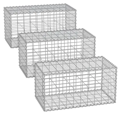 Produktbild von Gabionen-Set – Metallgeflecht – Spiralstäbe – Abstandshaken – verzinkter Stahl – 100 x 50 x 50 cm