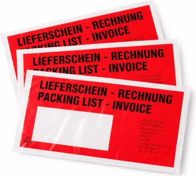 Produktbild von baytronic Dokumententaschen DIN lang "Lieferschein/Rechnung" rot/schwarz 238 x 115 mm (1000 Stück)