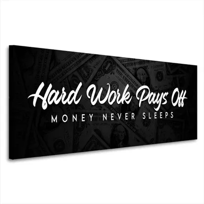 Produktbild von Motivation, Hard Work Leinwandbild Wandbild Kunst Deko XL: 75x30x2cm