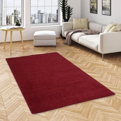 Produktbild von Hochflor Velours Teppich Mona Weinrot, Größe:240x240 cm
